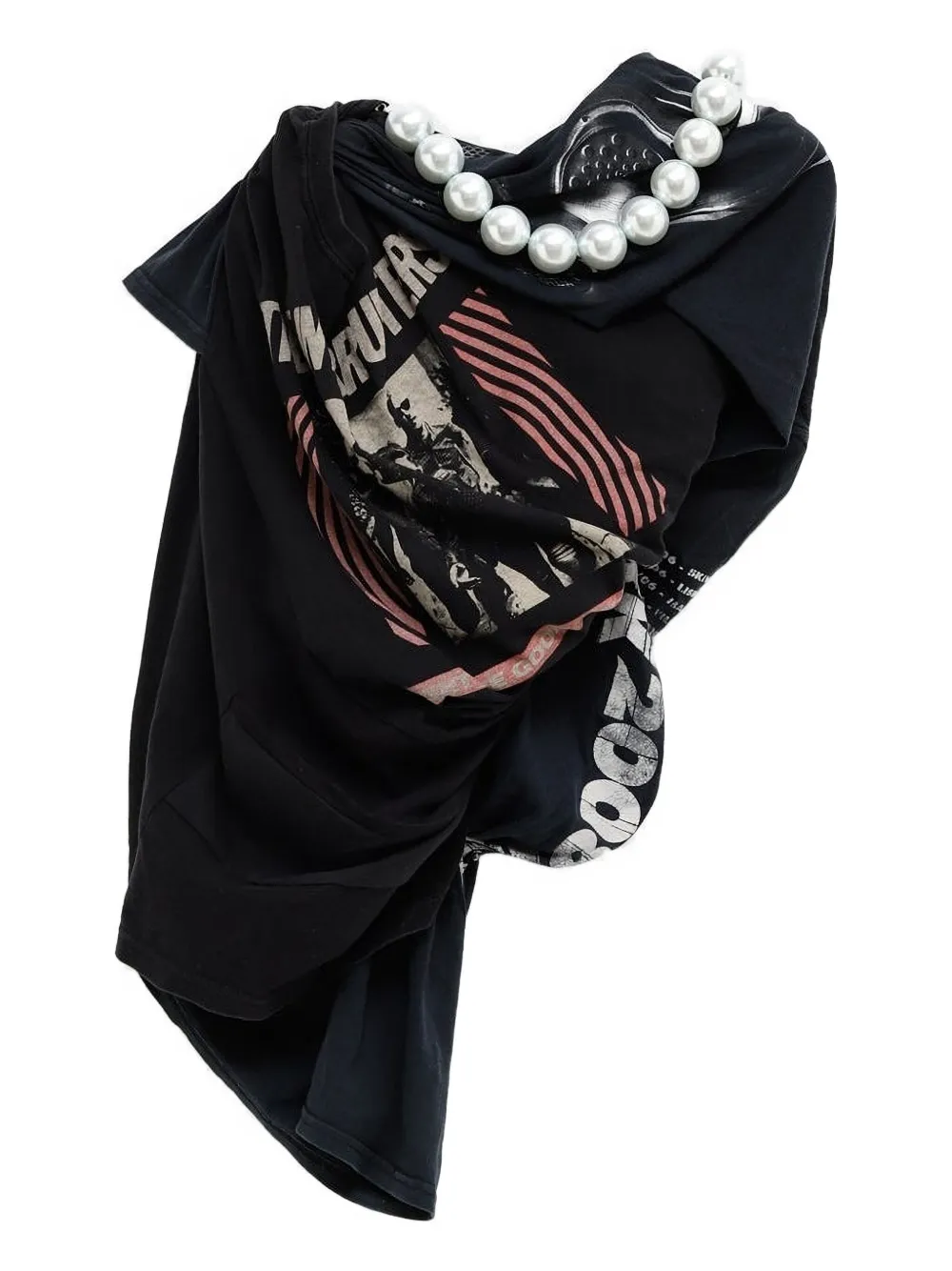 August Barron twisted graphic-print beaded T-shirt | Black | Image 1