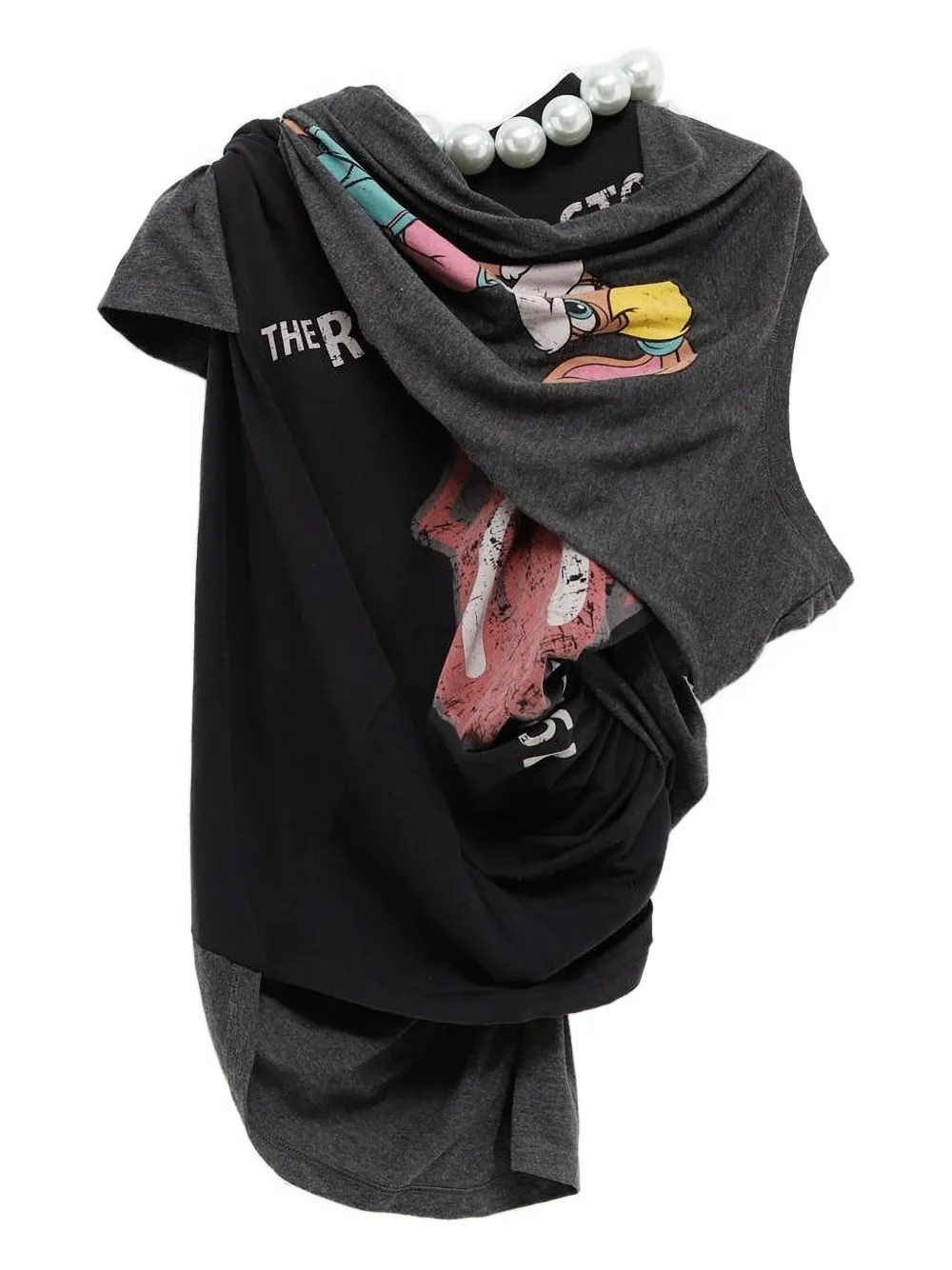 August Barron twisted graphic-print beaded T-shirt | Black | Image 1