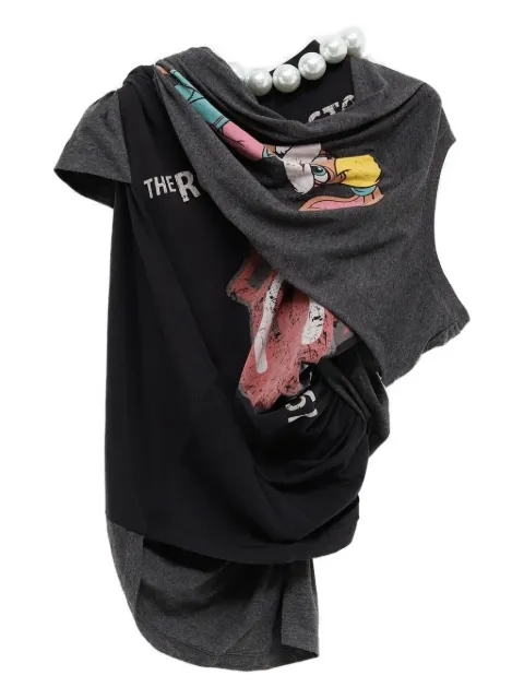 August Barron twisted graphic-print beaded T-shirt