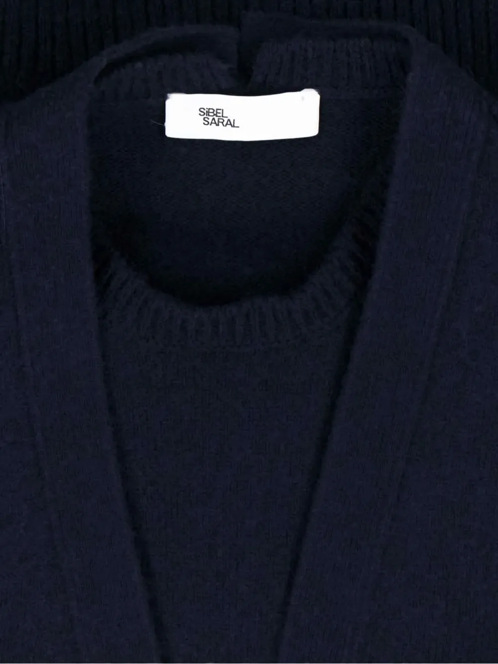 Sibel Saral Navy Blue Cropped Cardigan And Crew Neck Sweater Set In Blue