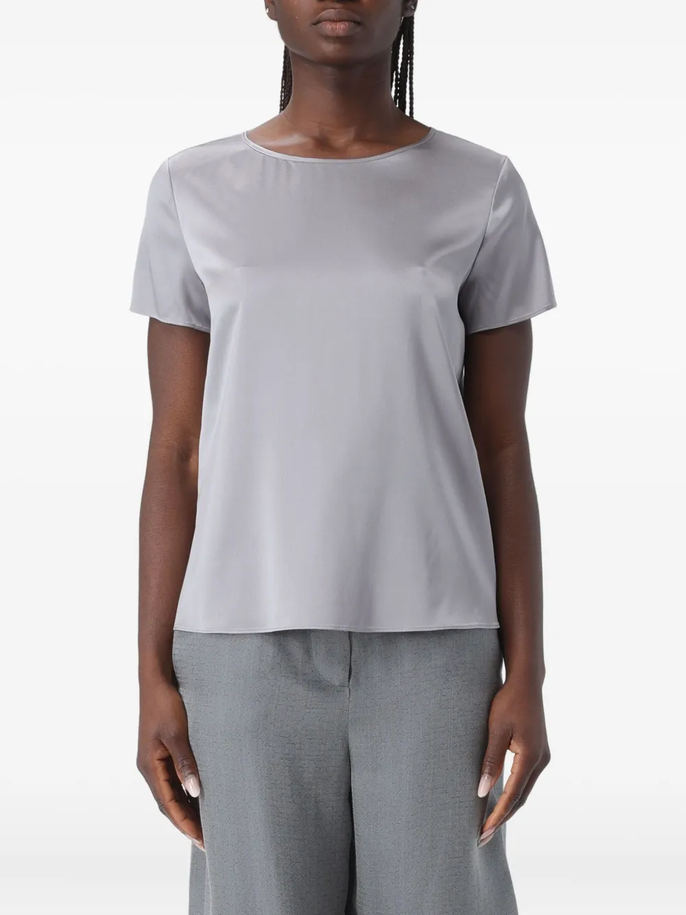 Giorgio Armani Satin Top In Gray