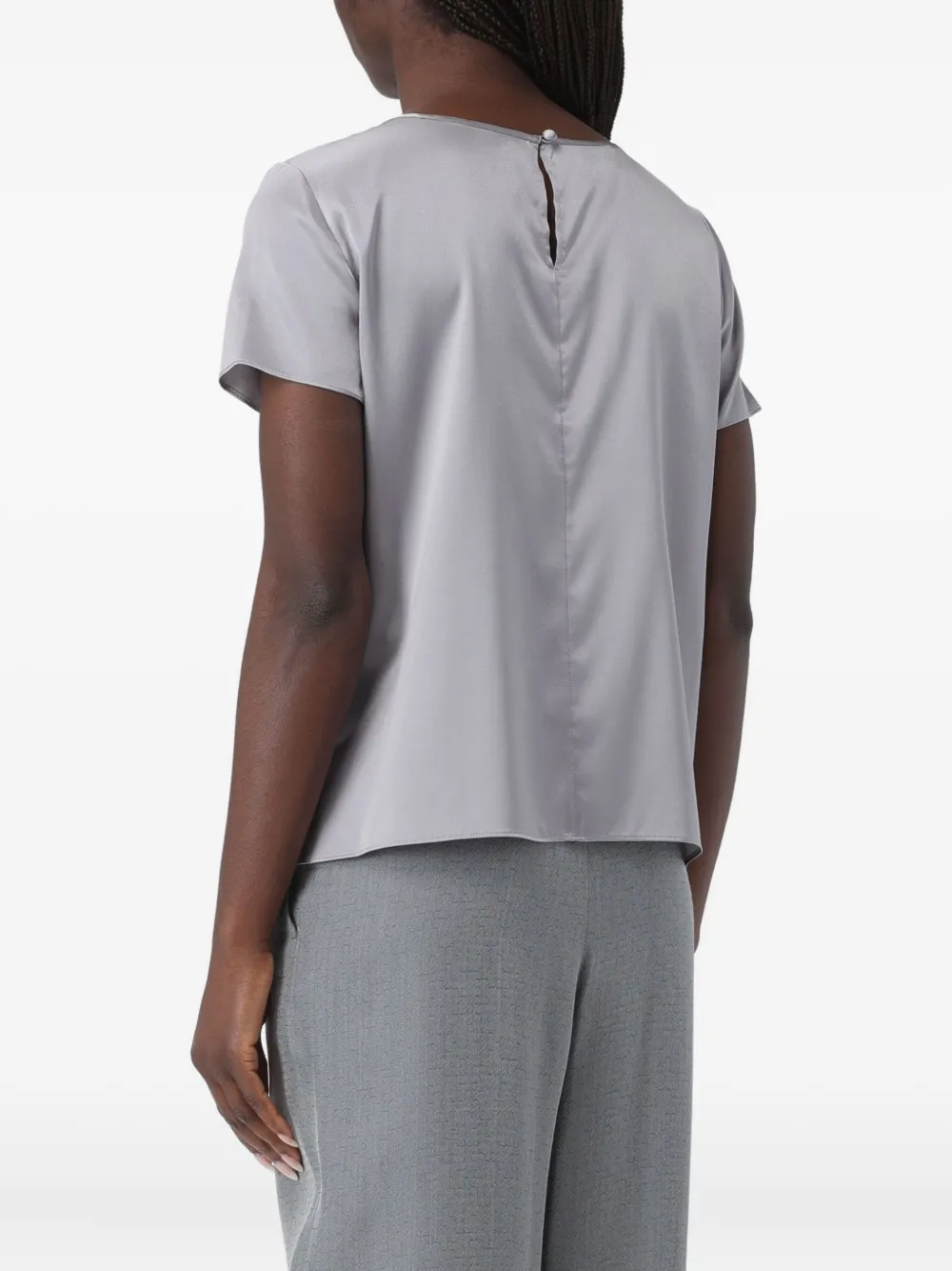 Giorgio Armani Satin Top In Gray