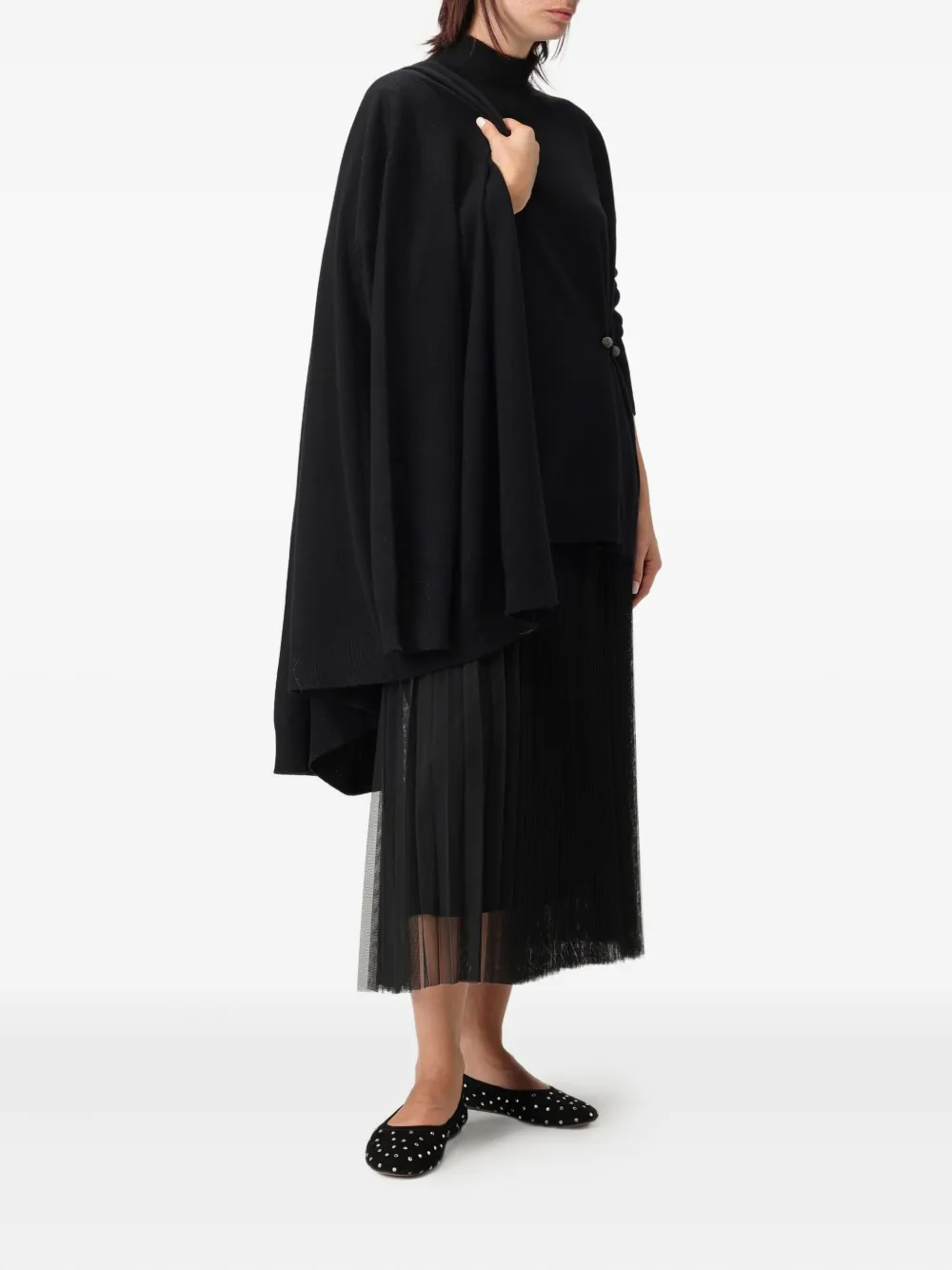 Fabiana Filippi Platinum Draped High-neck Sweater In Black
