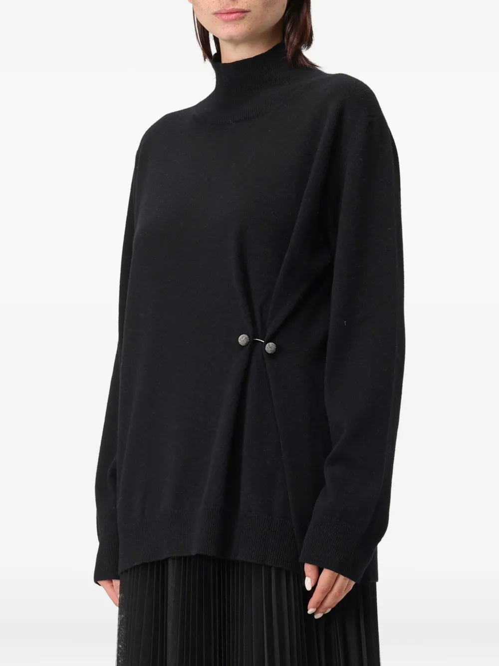 Fabiana Filippi Platinum Draped High-neck Sweater In Black