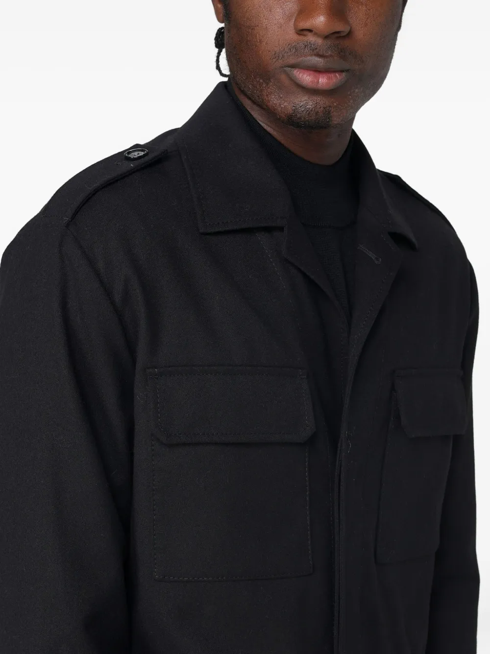 Paolo Pecora Chest-pocket Field Jacket In Black