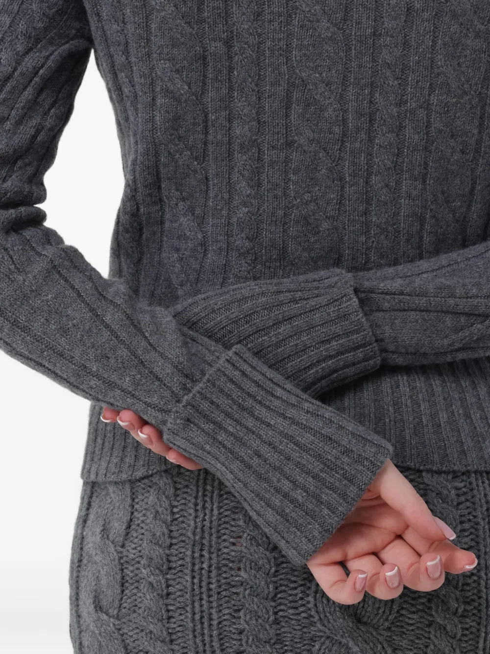 Blumarine Trui met ronde hals en kabelstiksel Grijs