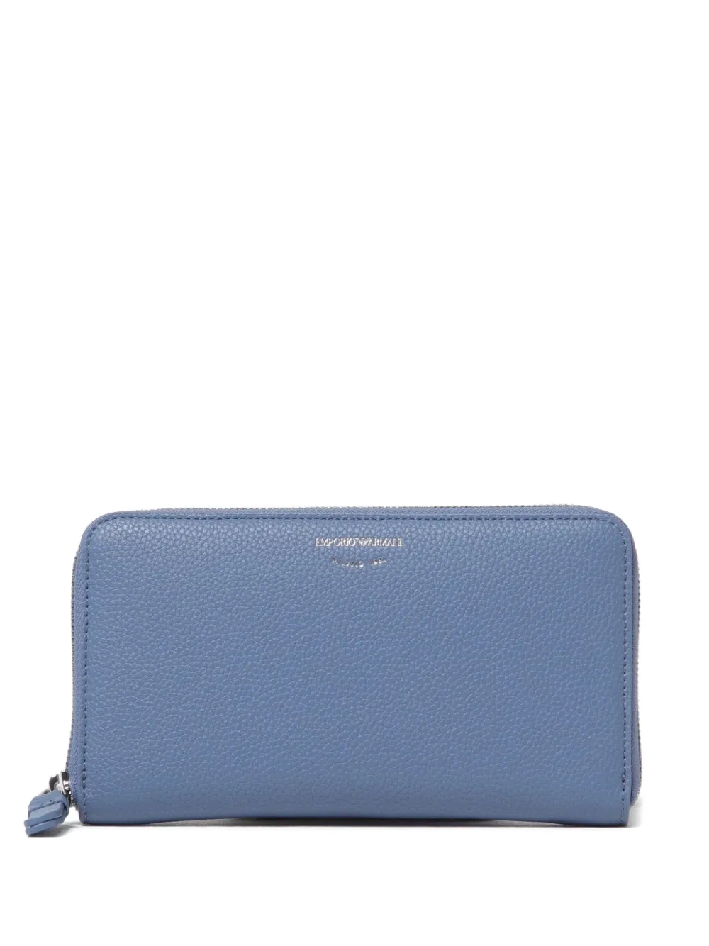 Emporio Armani Deer-print Myea Wallet With Wraparound Zip In Blue