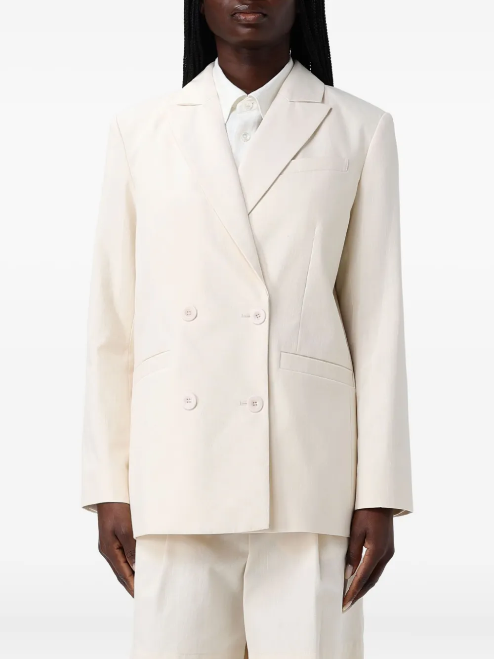 Apc Lucy Double-breasted Blazer In White