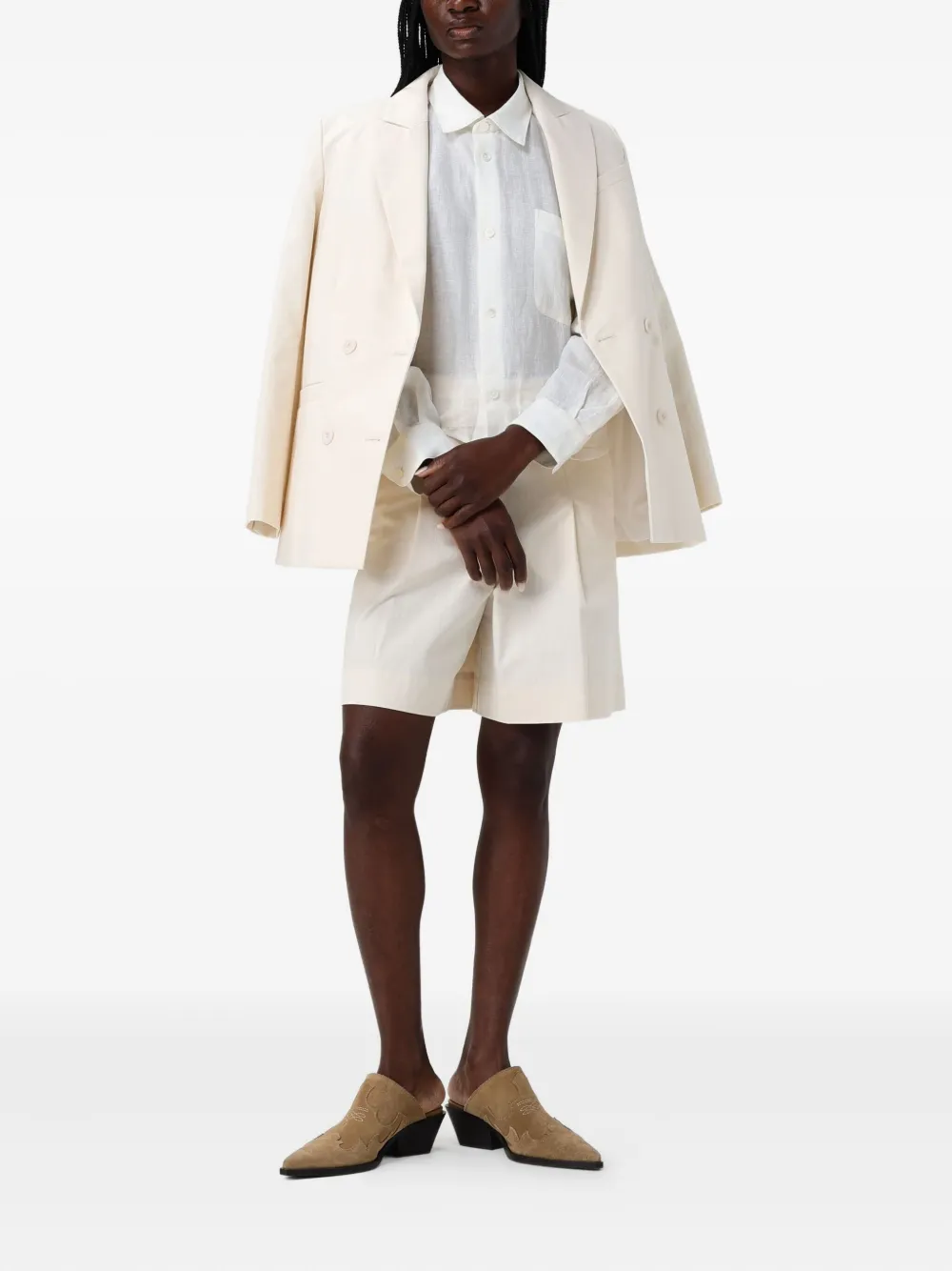 Apc Lucy Double-breasted Blazer In White