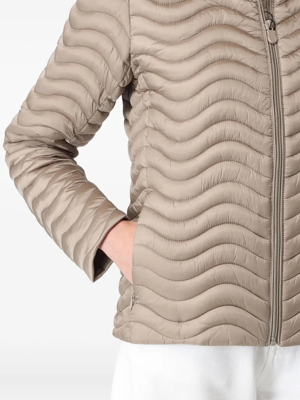 Save The Duck Wavy Quilted Jacket In Brown