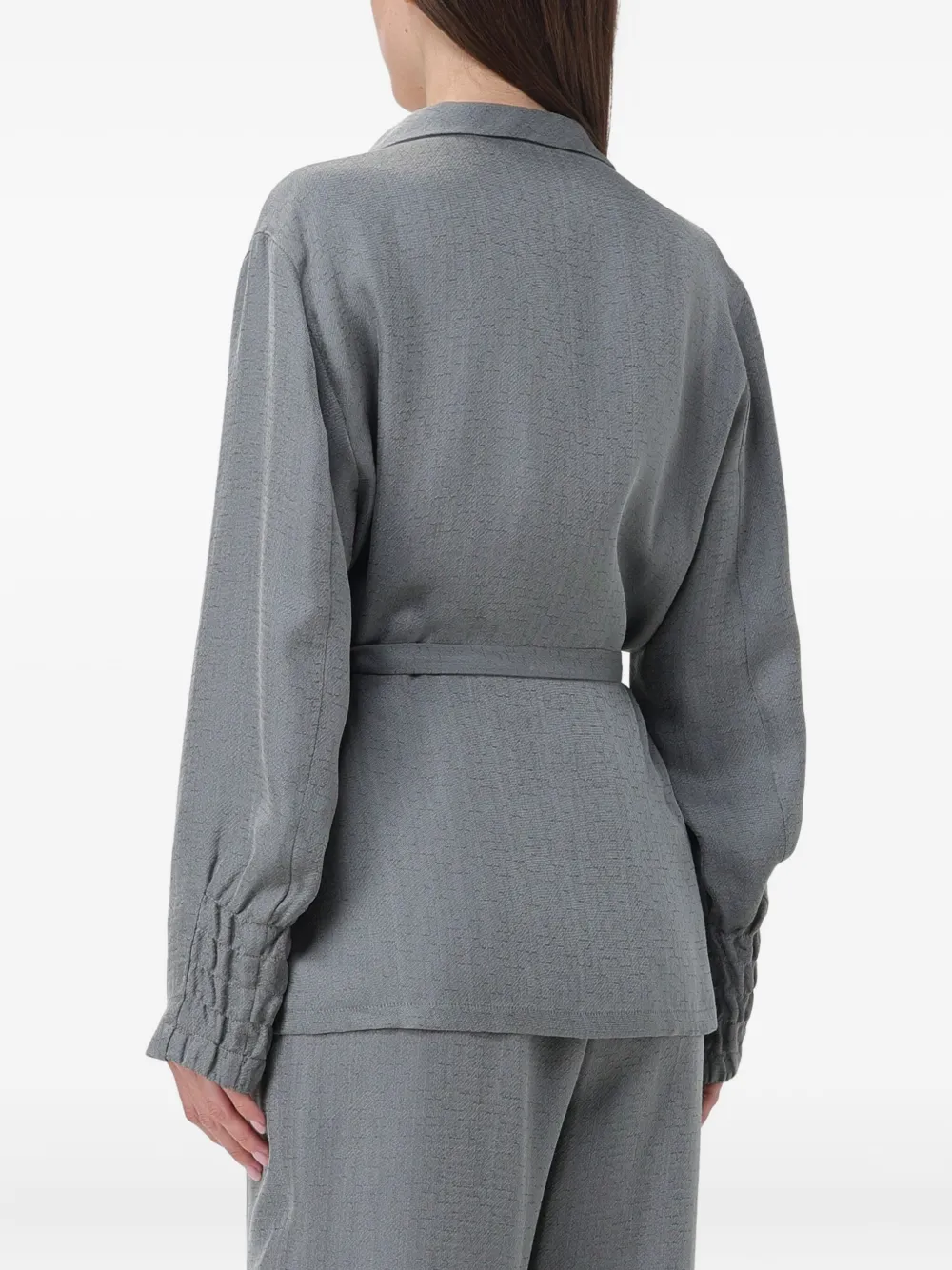 Giorgio Armani Tied-waist Jacket In Gray