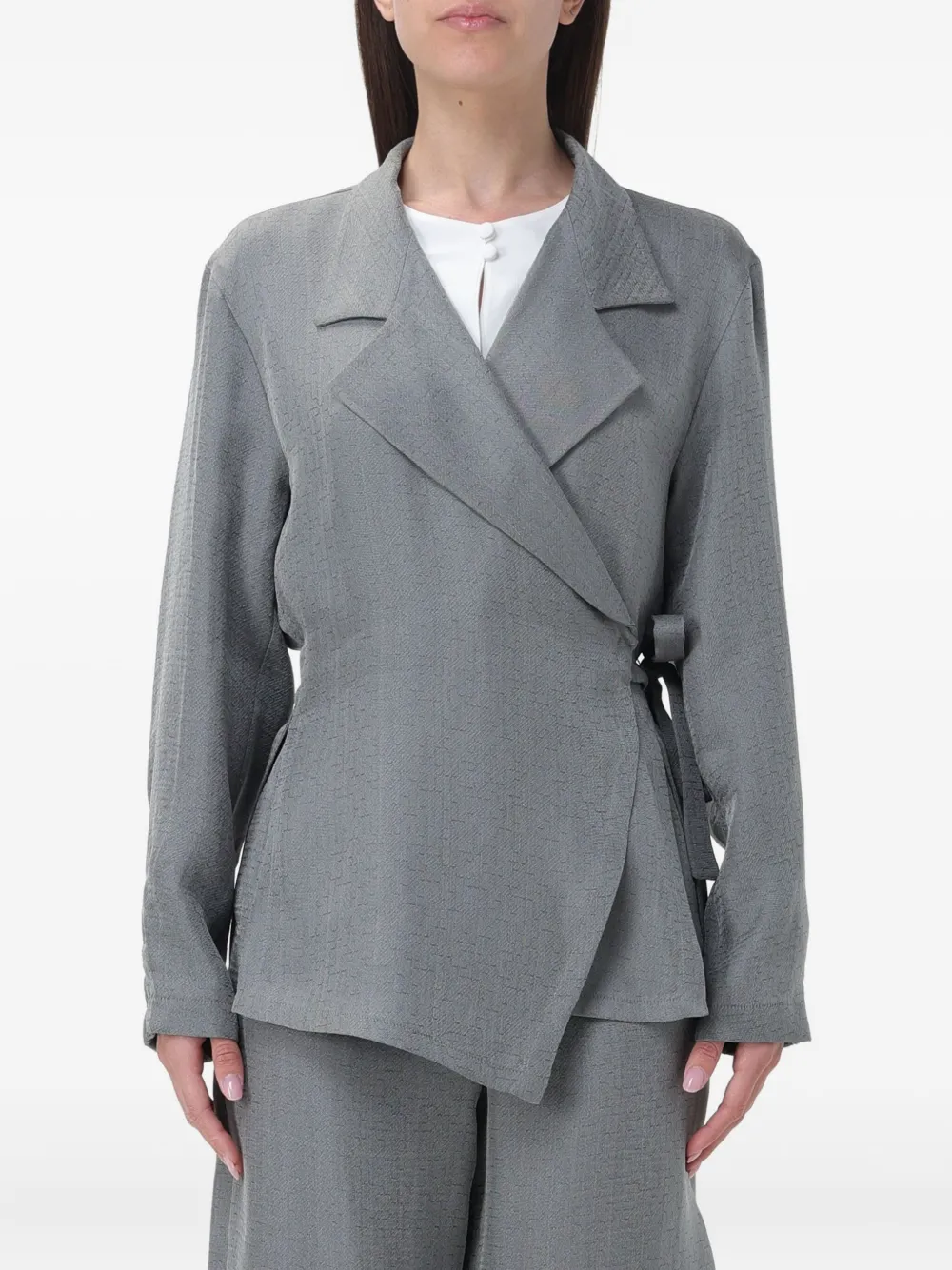 Giorgio Armani Tied-waist Jacket In Gray