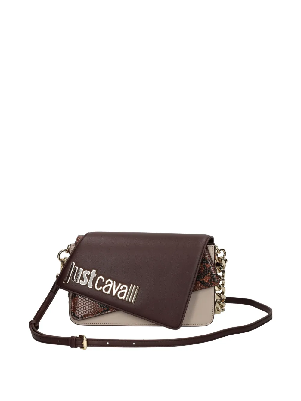 Just Cavalli Logo-plaque Cross Body Bag In Brown