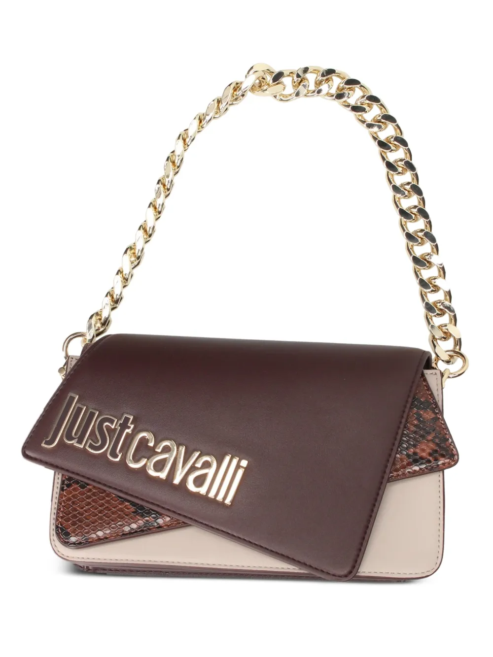 Just Cavalli ロゴプレート ショルダーバッグ - ブラウン Just Cavalli ロゴプレート ショルダーバッグ - ブラウン