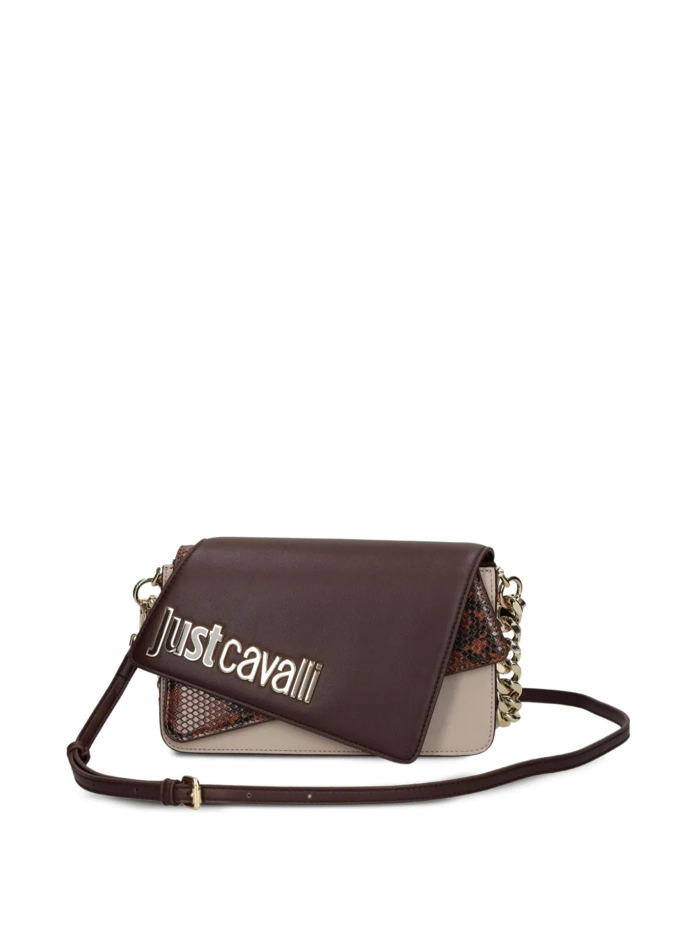 Just Cavalli Crossbodytas met logoplakkaat Bruin
