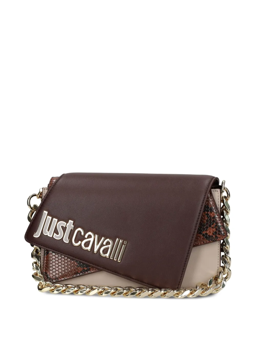 Just Cavalli Crossbodytas met logoplakkaat Bruin