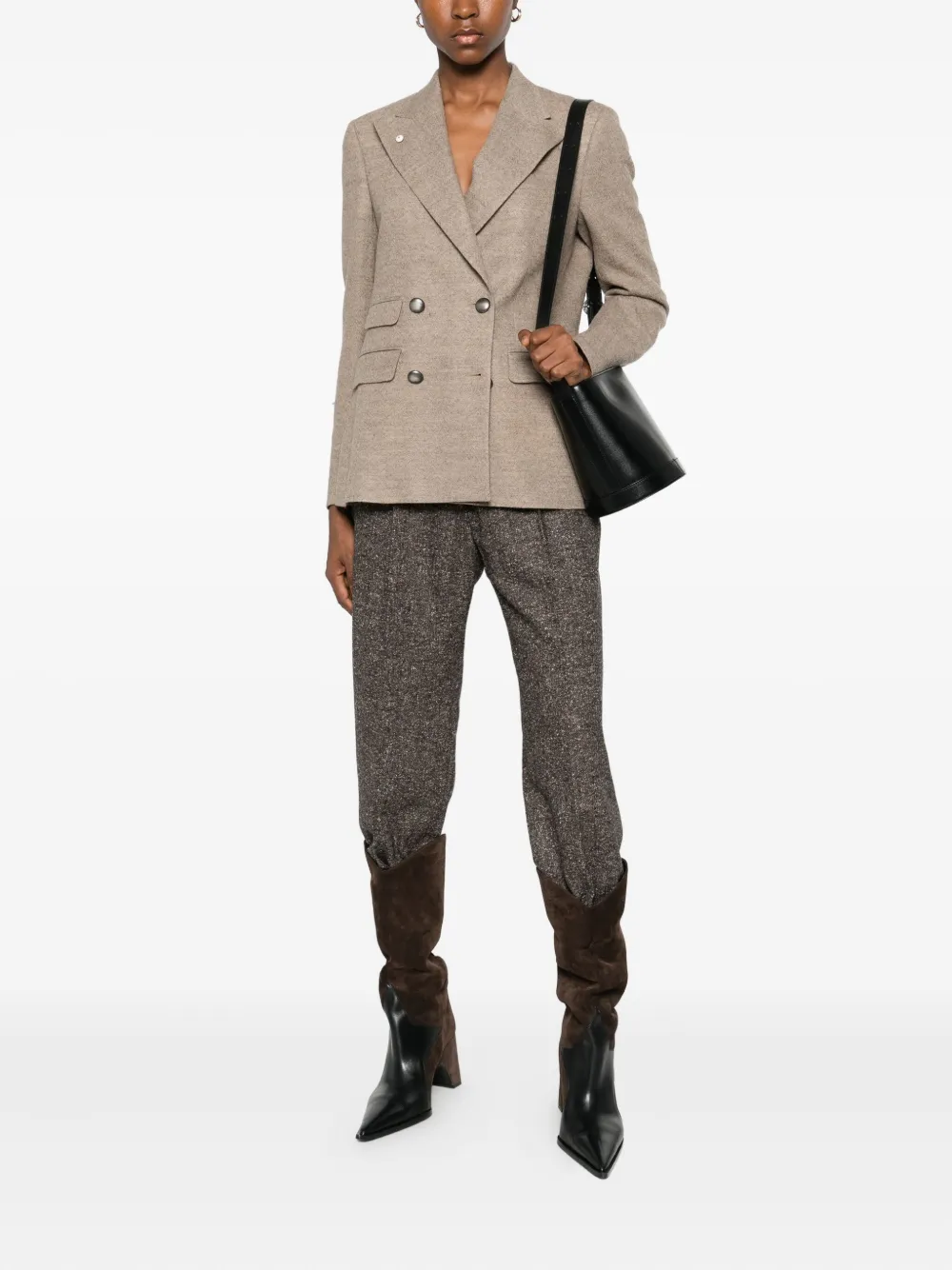 Luigi Bianchi Mantova Double-breasted Pocketed Blazer In Neutral
