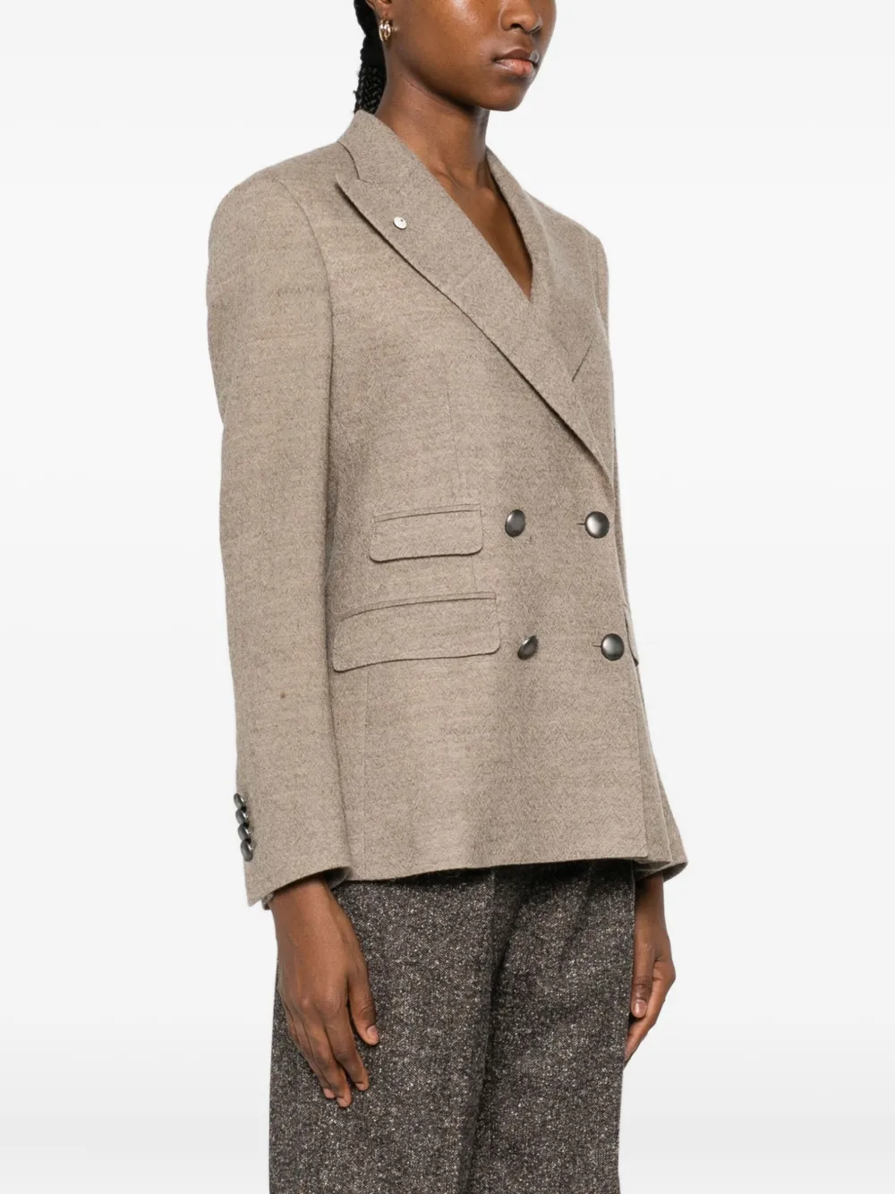 Luigi Bianchi Mantova Double-breasted Pocketed Blazer In Neutral