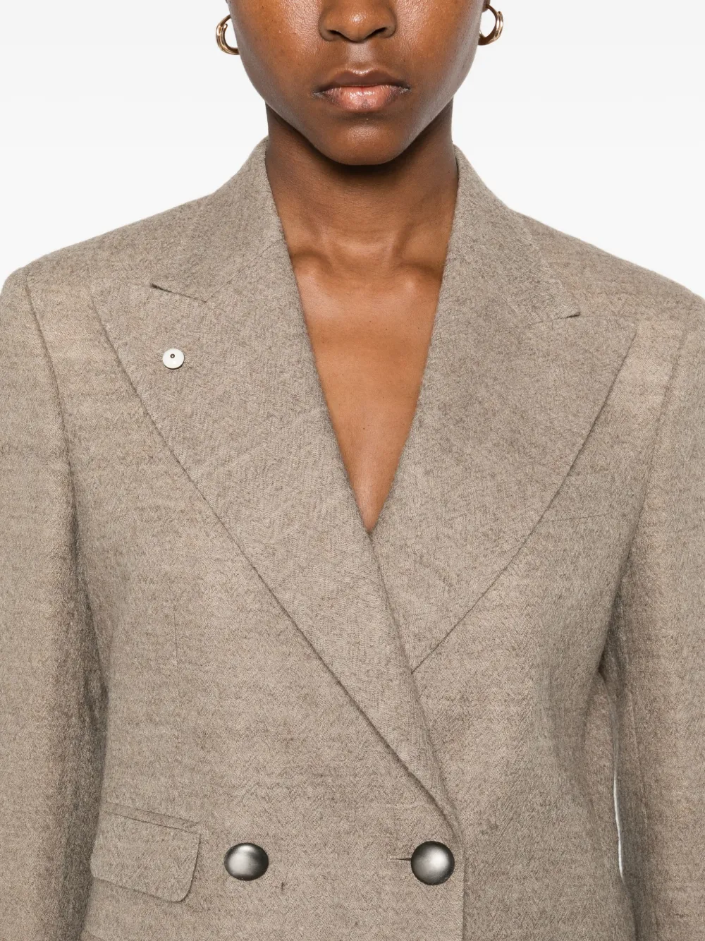Luigi Bianchi Mantova Double-breasted Pocketed Blazer In Neutral