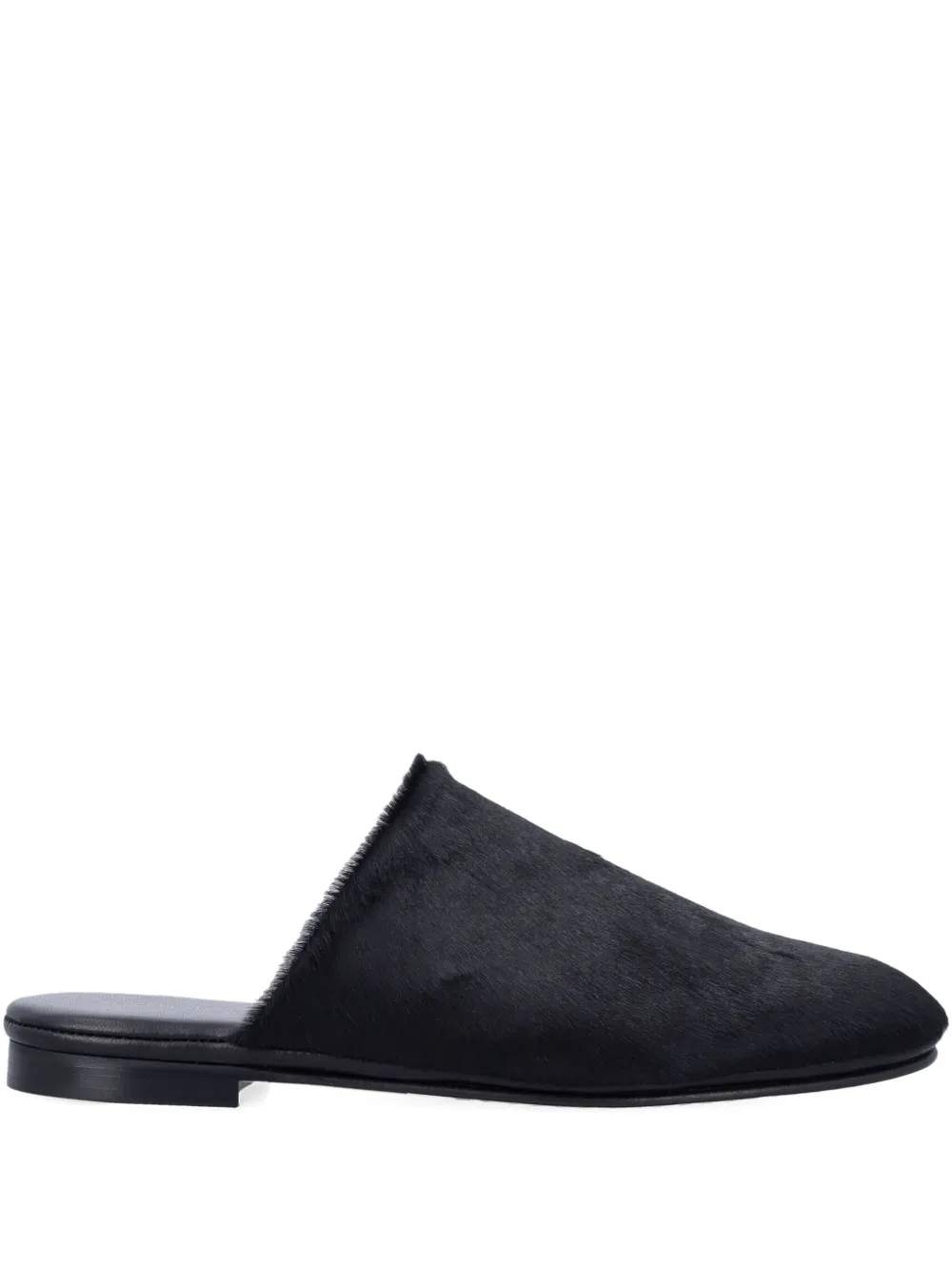 Alberta Ferretti Fur Flat Mules In Black