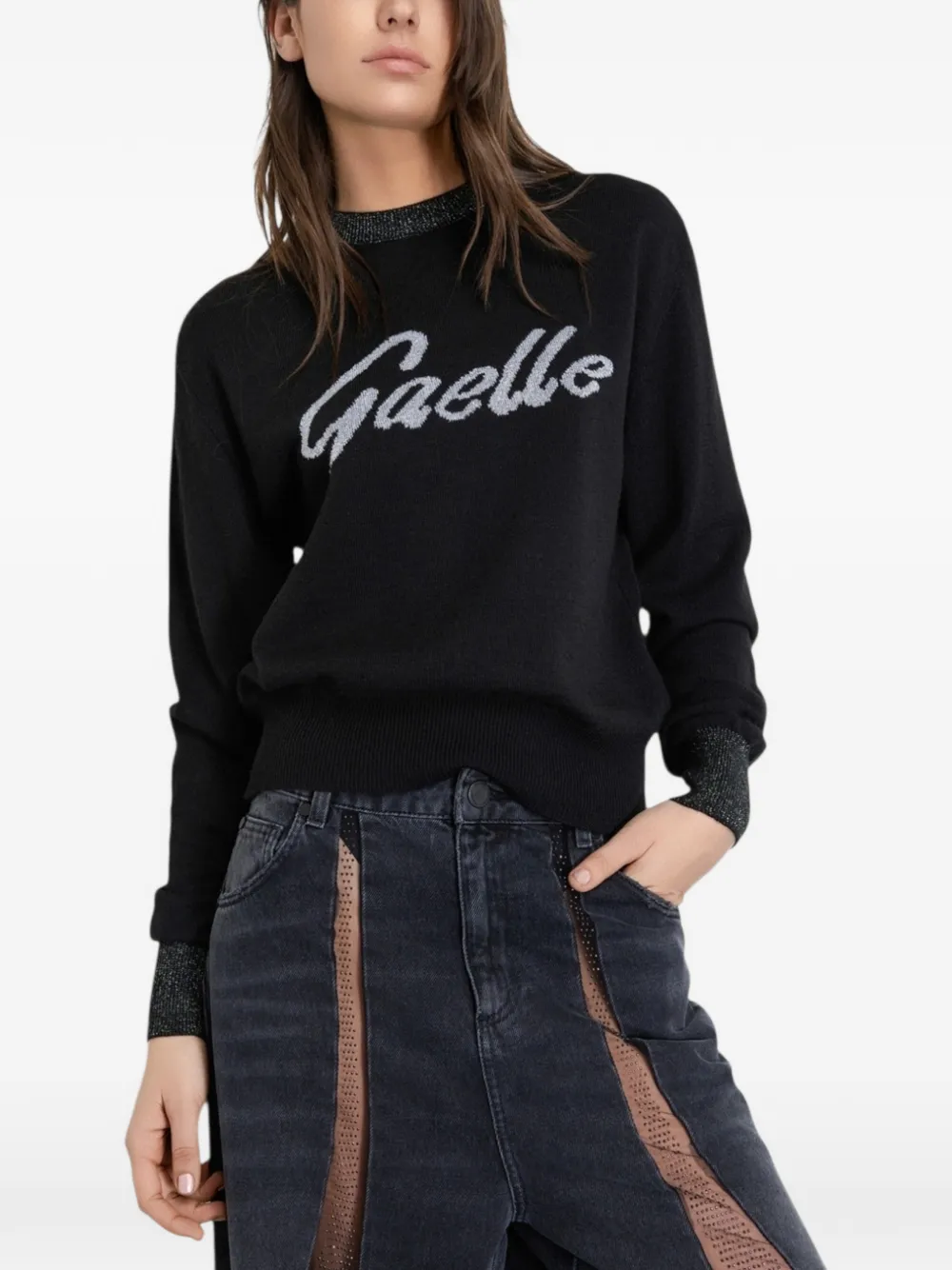 Gaelle logo detail sweater - Nero