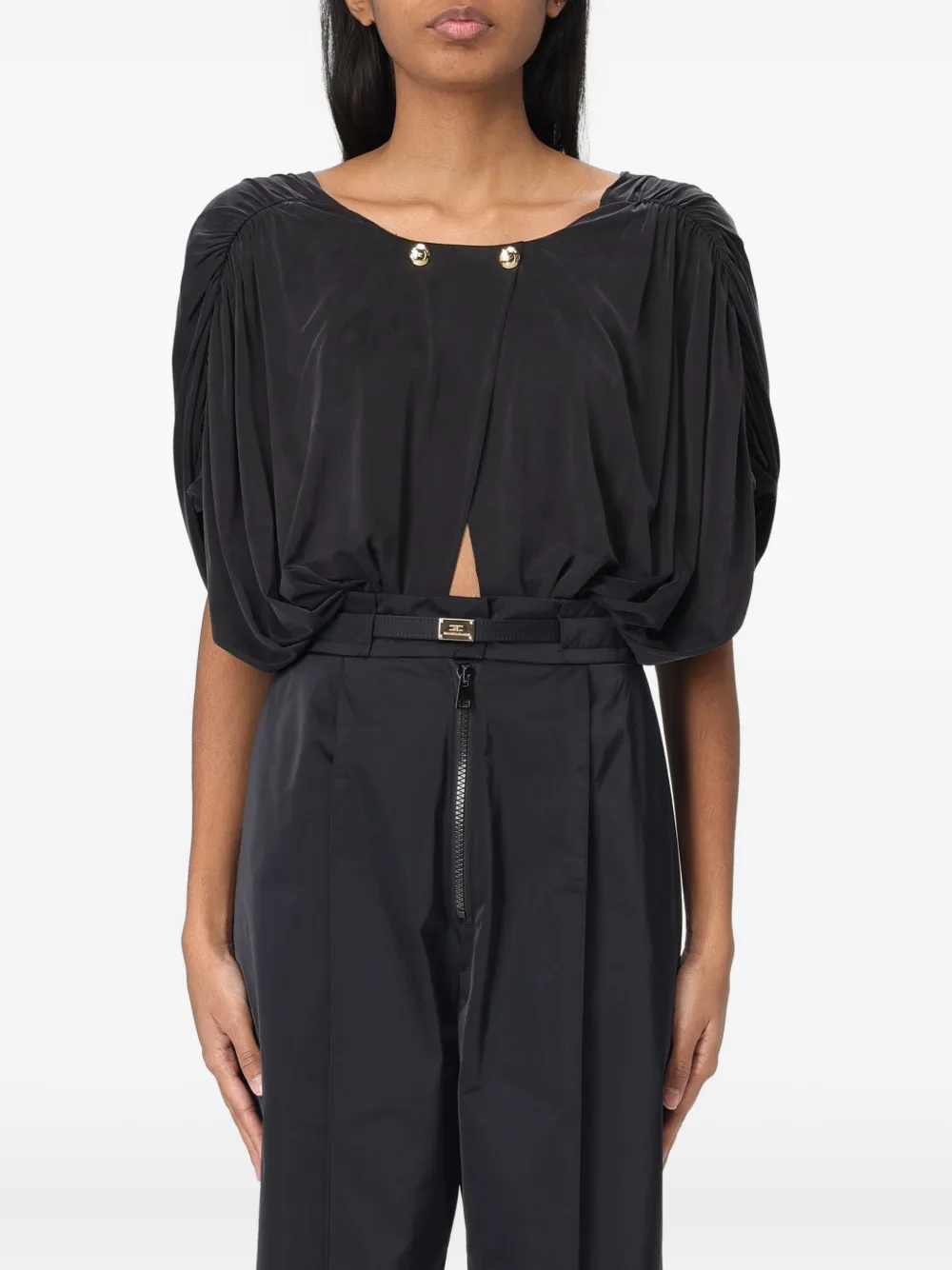 Elisabetta Franchi Gedrapeerde body - Zwart