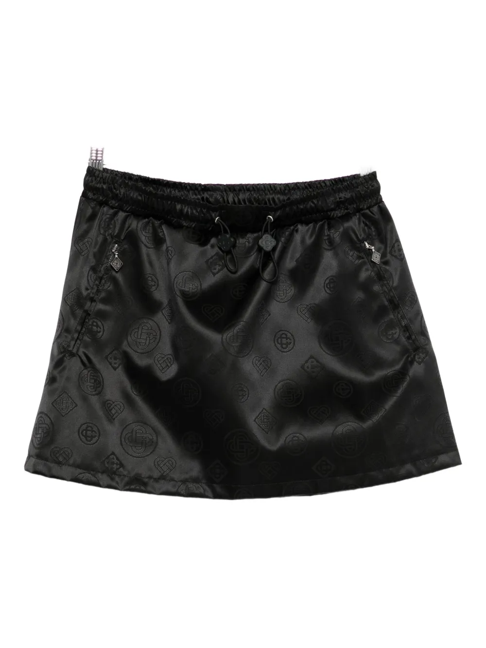 Casablanca Drawstring Patterned Mini Skirt In Black