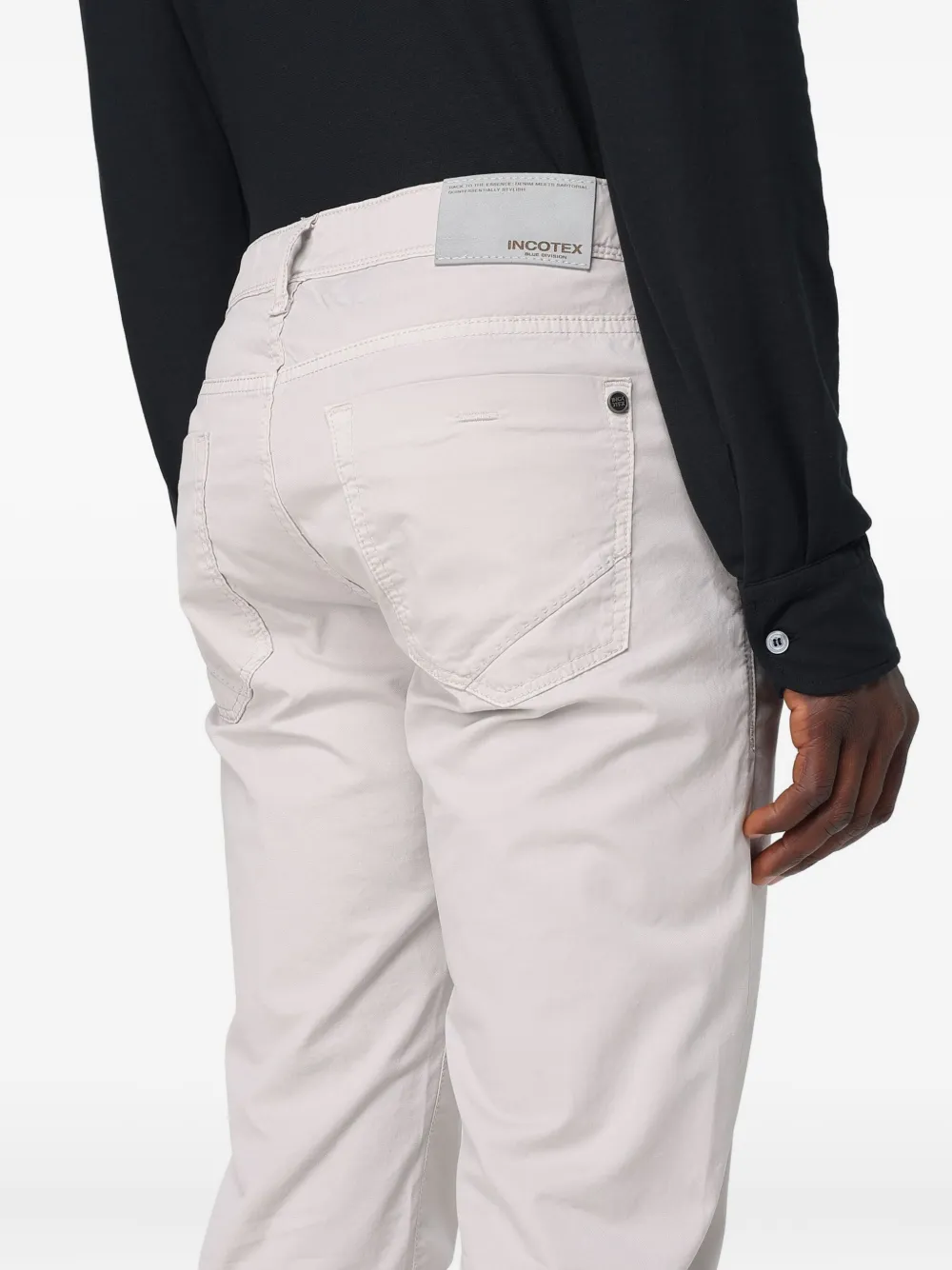 Incotex Logo-patch Trousers In Gray