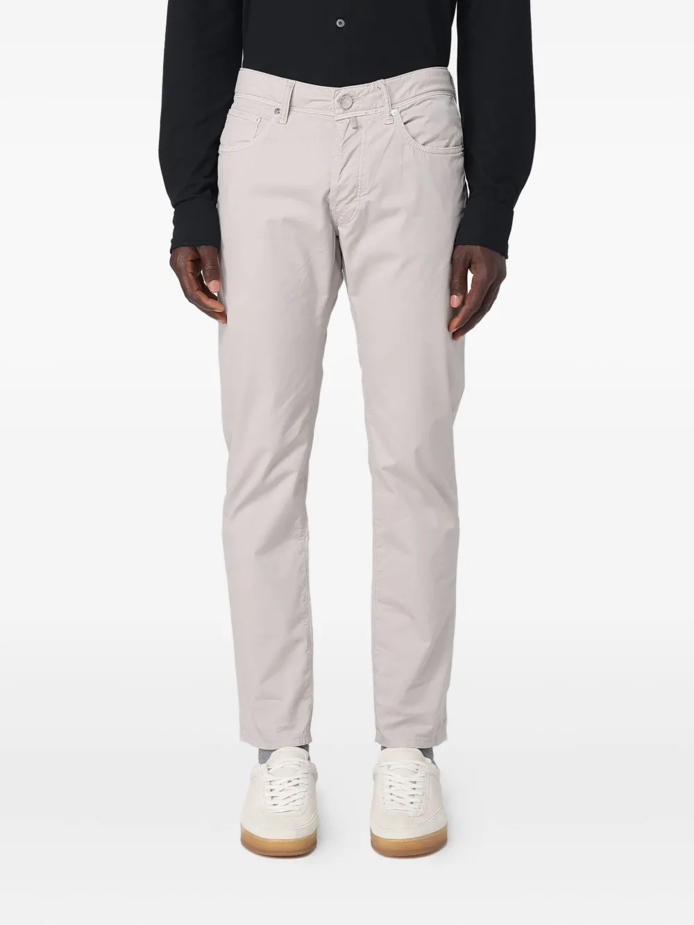 Incotex Logo-patch Trousers In Gray
