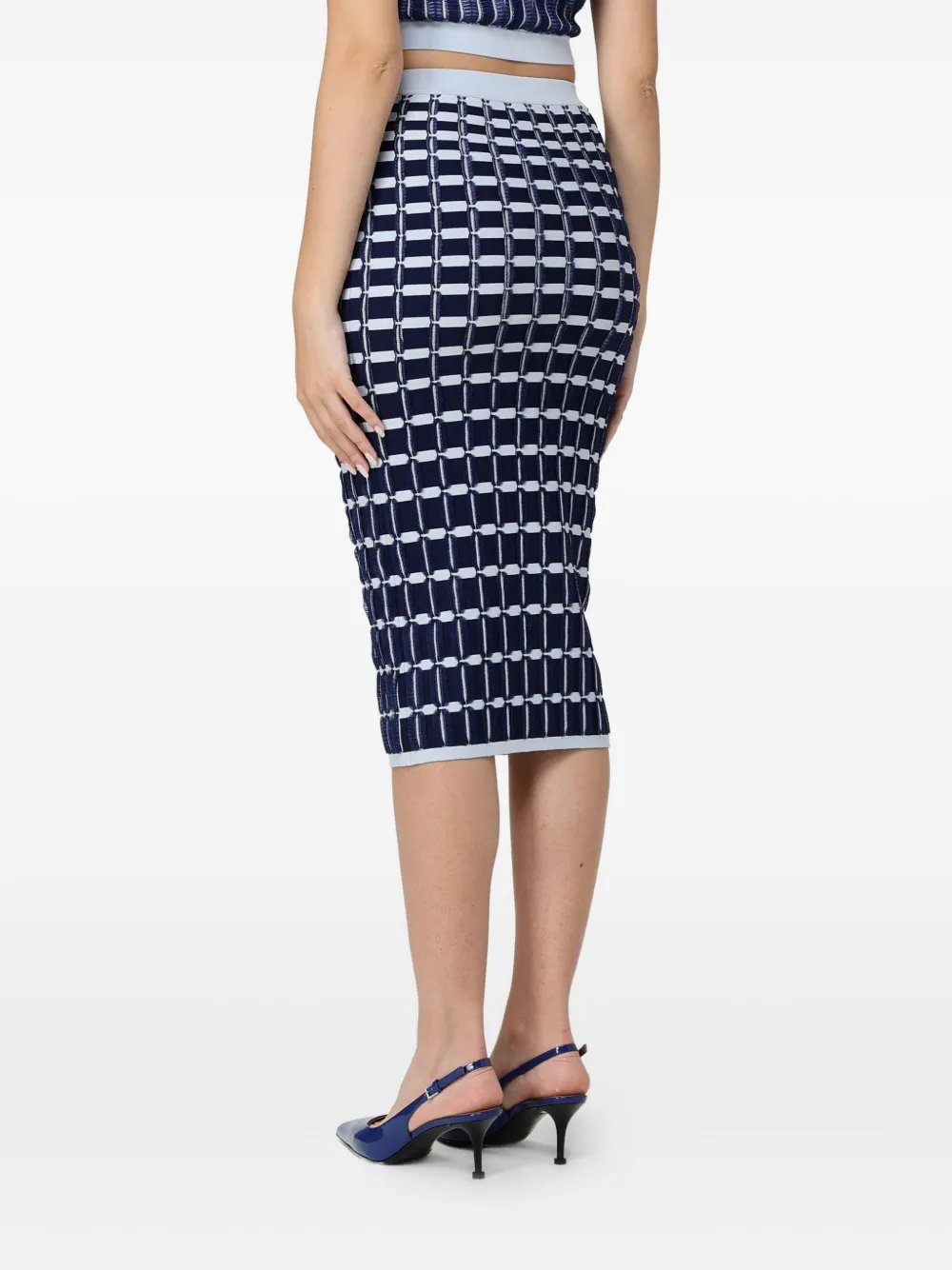 Elisabetta Franchi Pattern Midi Skirt In Blue