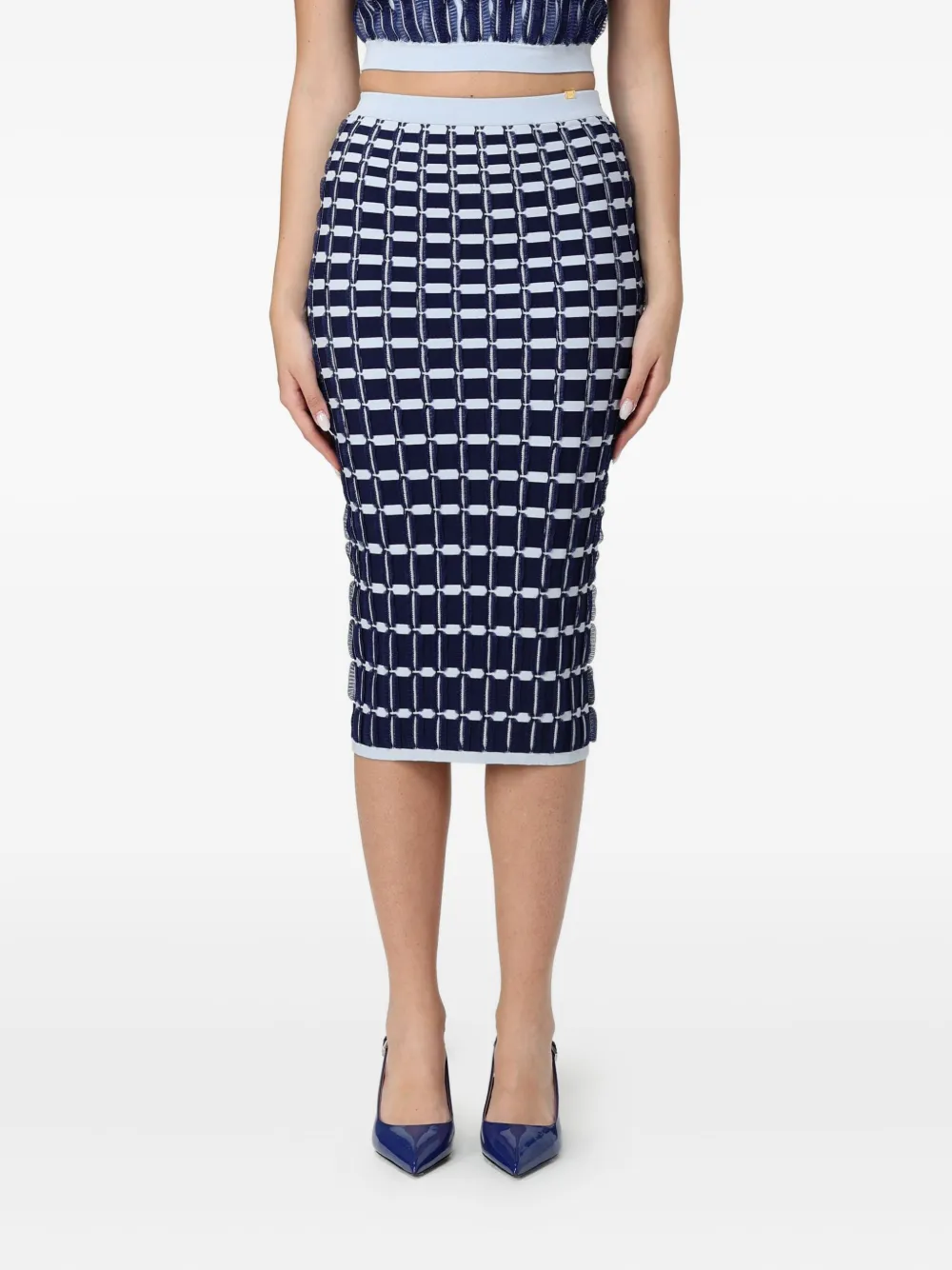 Elisabetta Franchi Pattern Midi Skirt In Blue
