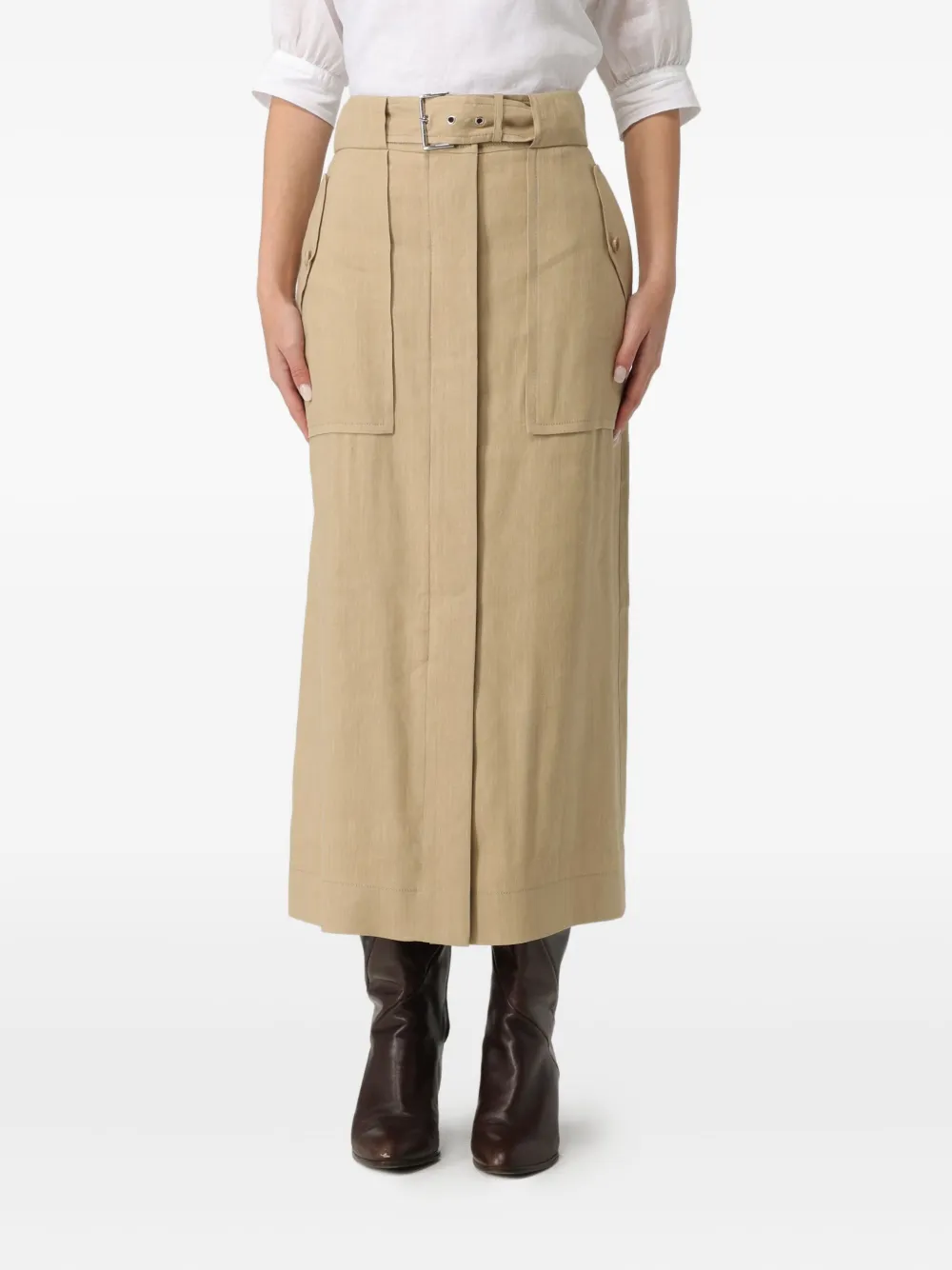 Alberta Ferretti belt pockets skirt | Neutrals | Image 1