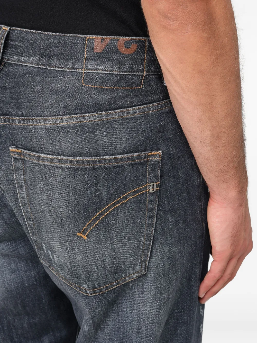 Dondup Relaxed Fit Distressed Denim Trousers With Rolled Cuffs In Blue