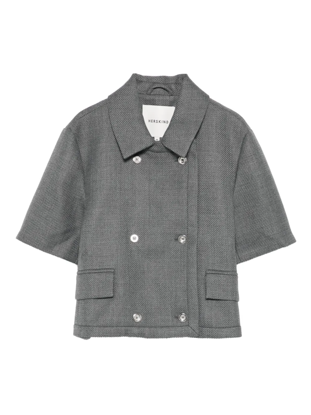 HERSKIND Earl double-breasted cropped jacket | Grey | Image 1