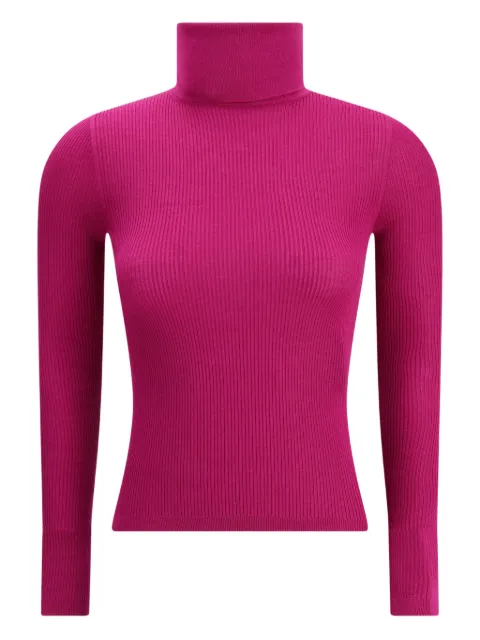 Saint Laurent suéter tejido de canalé con cuello vuelto