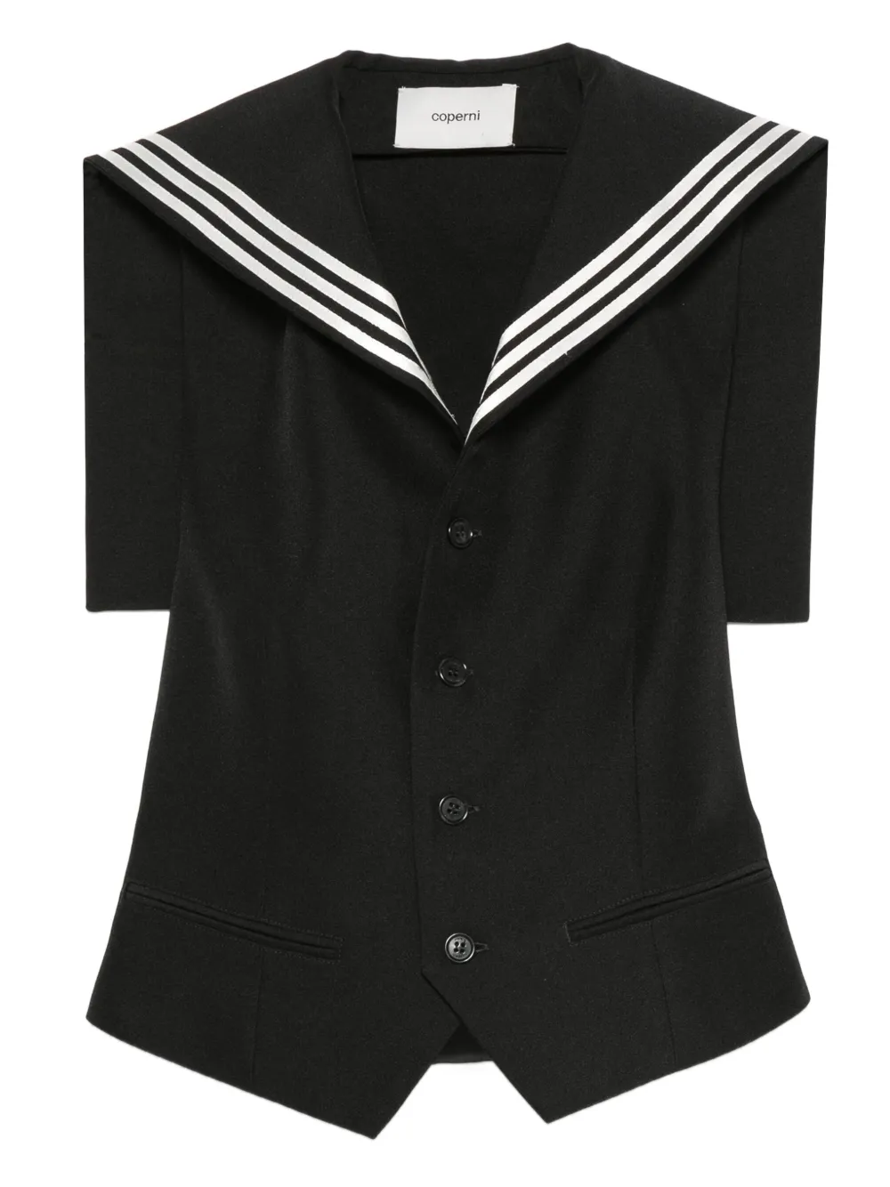 Coperni striped-collar button waistcoat | Black | Image 1