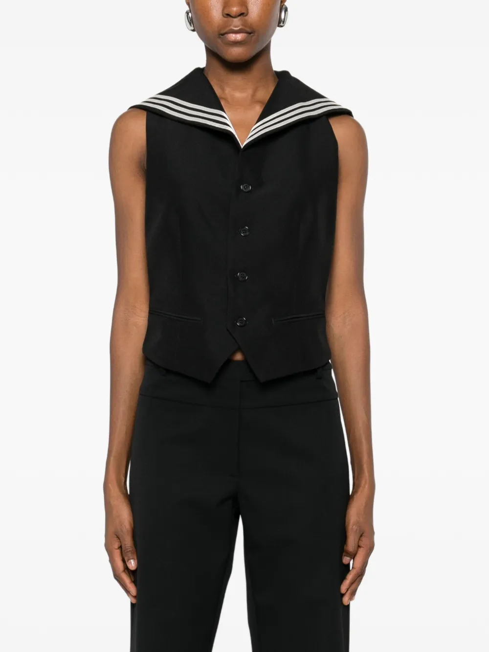 Coperni Gilet met gestreepte kraag en knopen Zwart