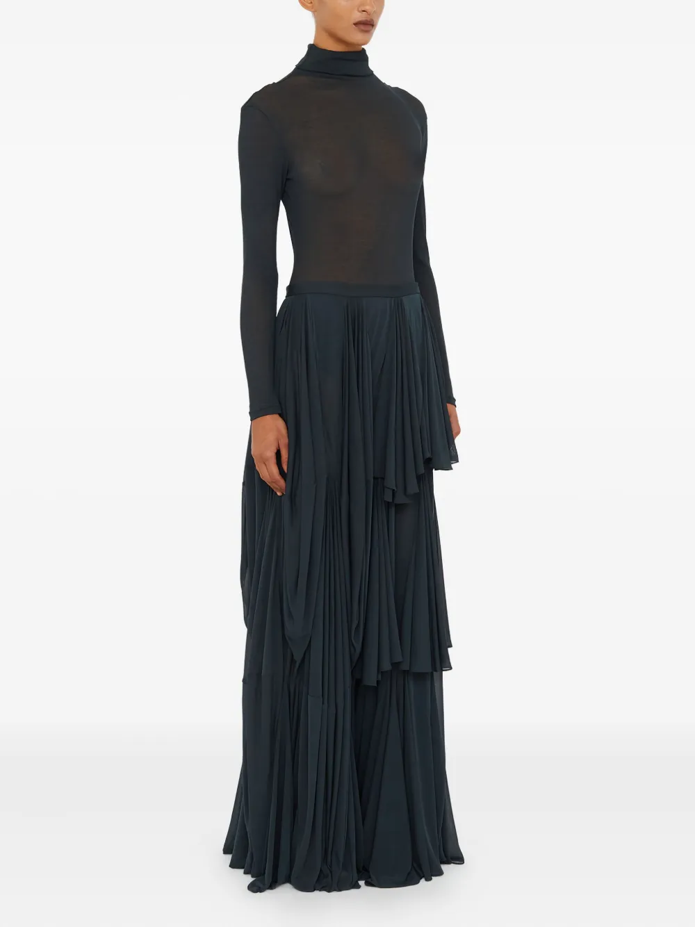 Christopher Esber Solea Ruffled Maxi Skirt In Black