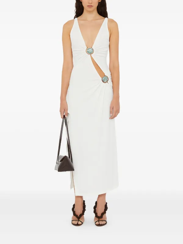 christopher esber white cut out dress Slash cutout ribbed-knit maxi dress in white - Christopher Esber