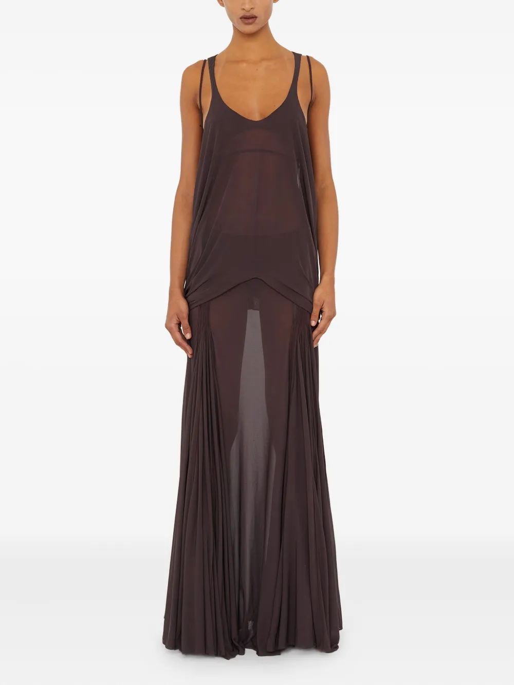 Christopher Esber Solea Suspension Macrame Tank Maxi Dress In Brown