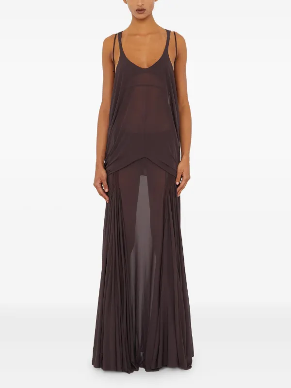 Christopher Esber Solea Suspension Macrame Tank Maxi Dress in Brown