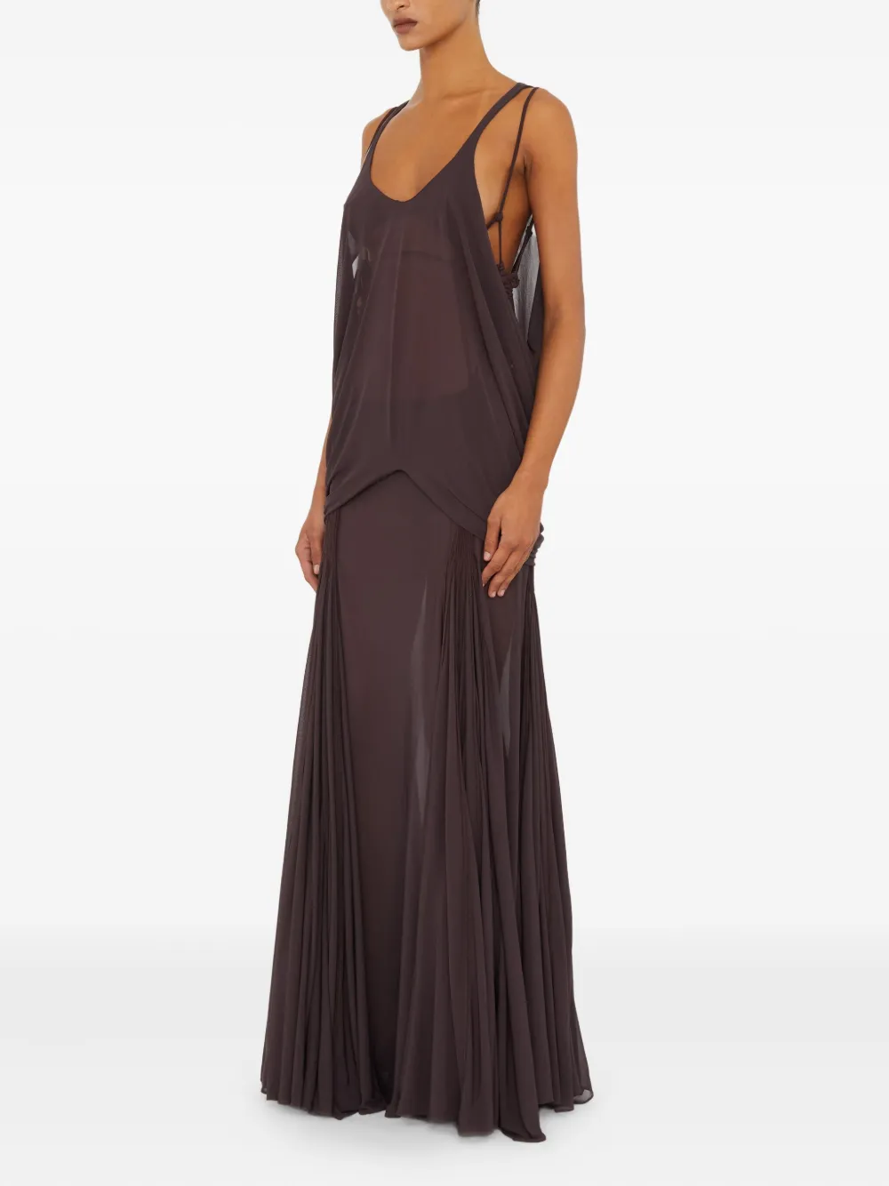 Christopher Esber Solea Suspension Macrame Tank Maxi Dress In Brown