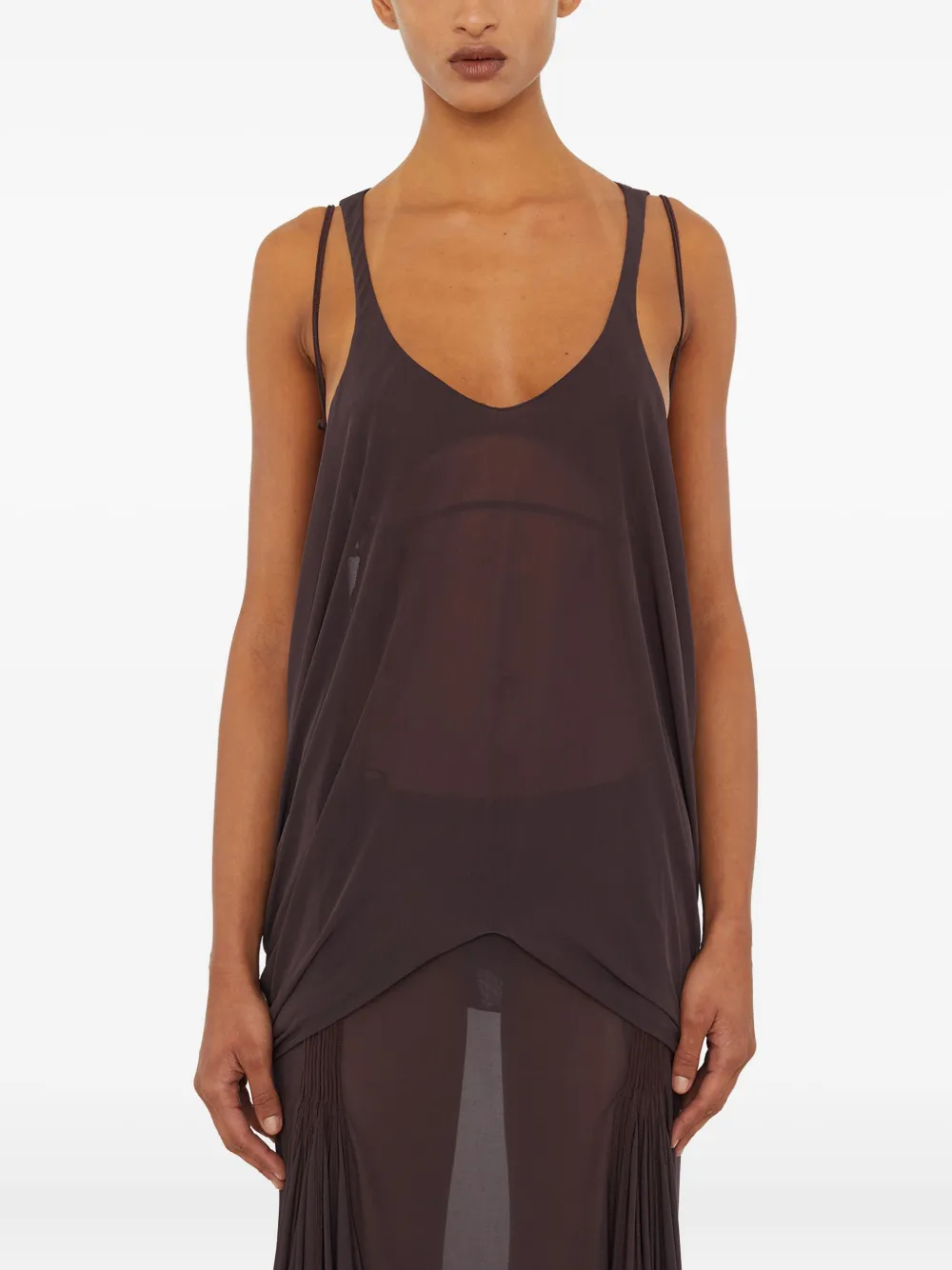 Christopher Esber Solea Suspension Macrame Tank Maxi Dress In Brown