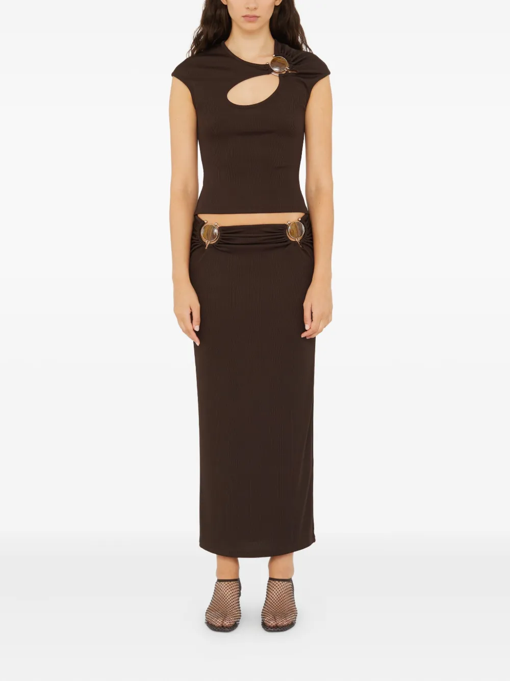 Christopher Esber Maxi-rok met ruches - Bruin