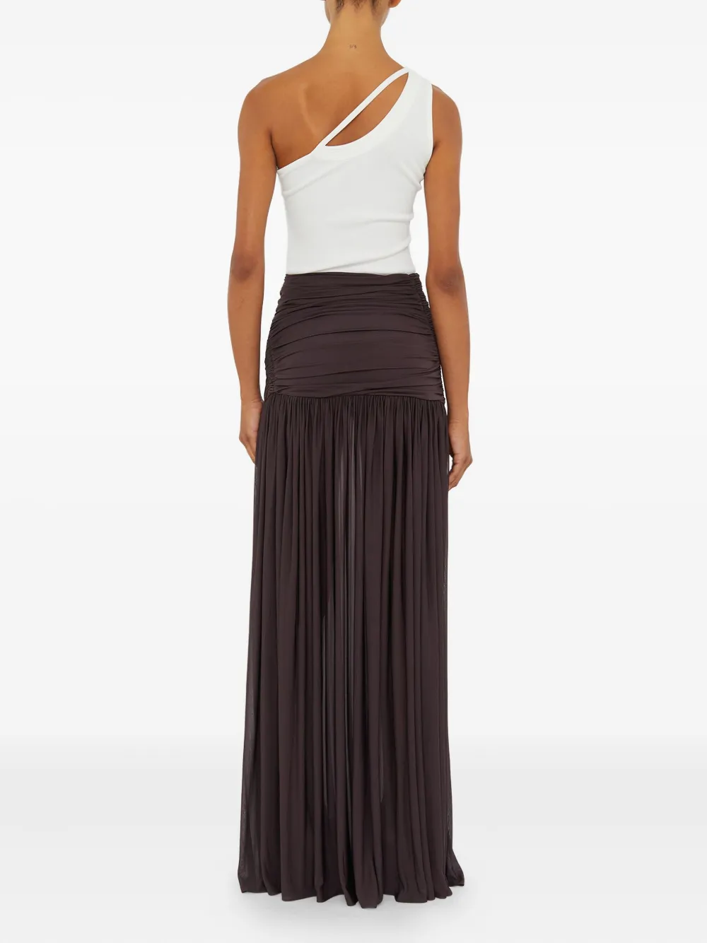 Christopher Esber Orion Ruched Skirt In Brown