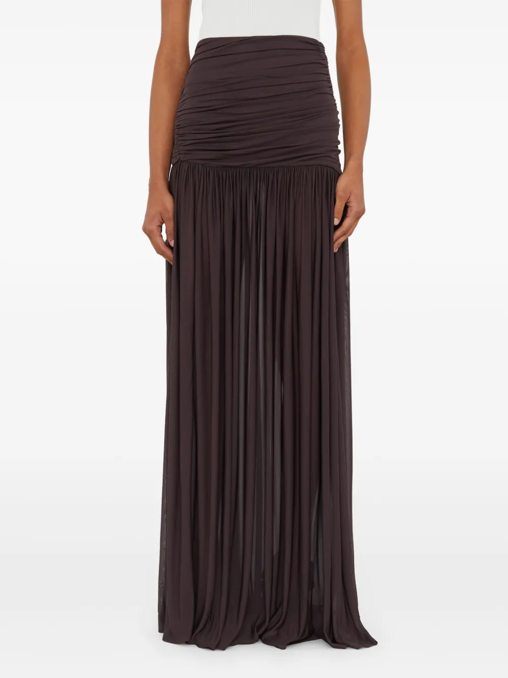 Christopher Esber Orion Ruched Skirt In Brown