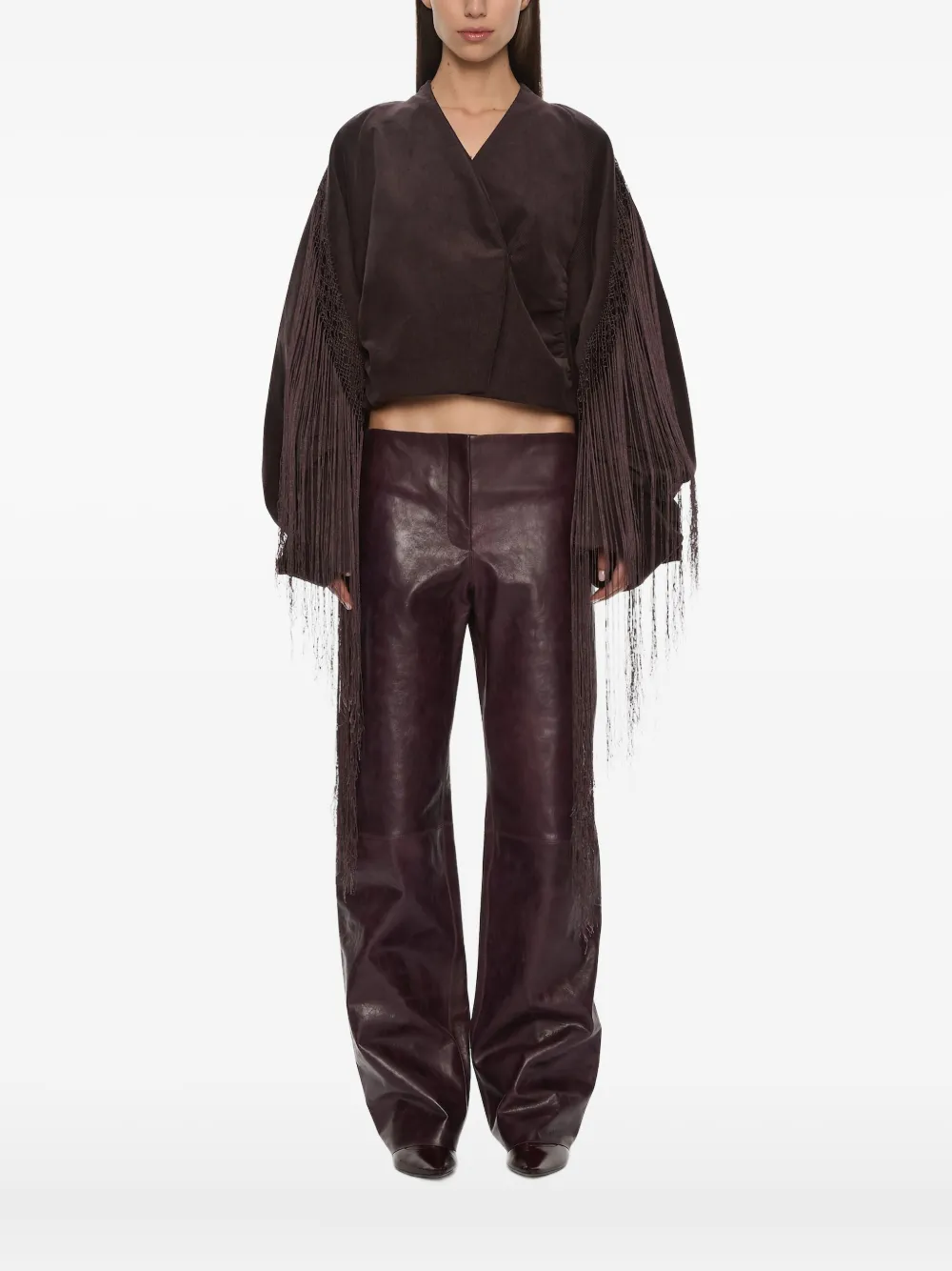 Christopher Esber chamarra de pana con flecos | marrón | Image 1