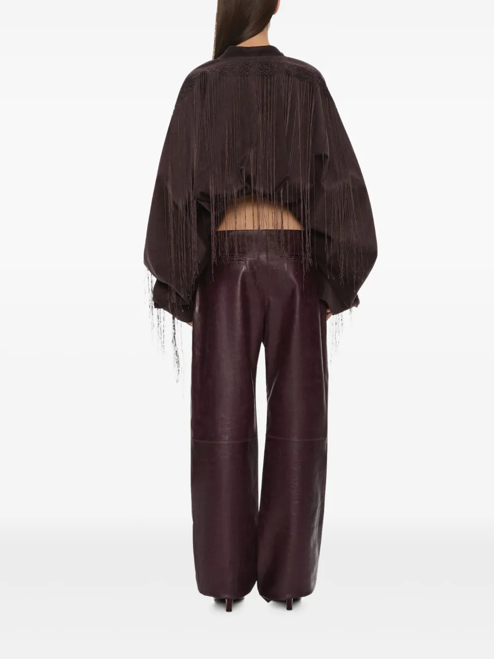 Christopher Esber Corduroy Cocoon Fringed Jacket In Brown