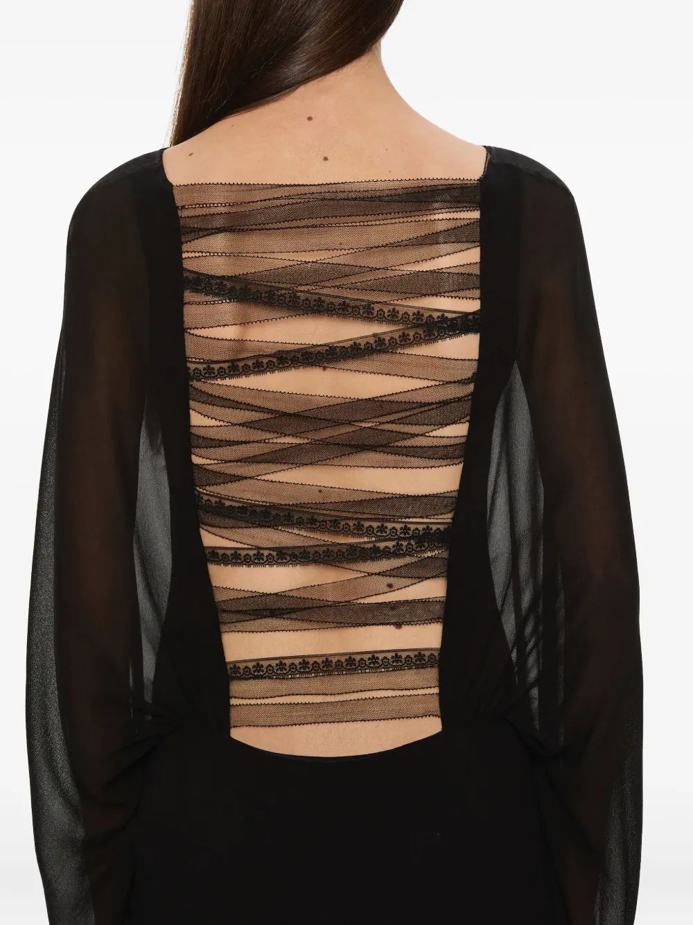 Christopher Esber Zijden maxi-jurk met kant Zwart