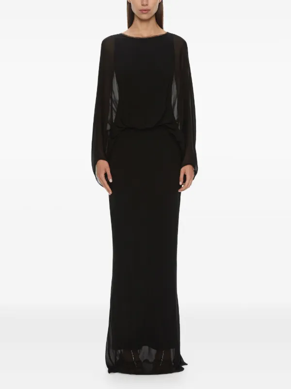 chinese dress ladies Lattice Lace Sheer Panelled Midi Dress